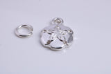 Star Fish Fossil Charm, Traditional Charm, Made from Solid 925 Grade Sterling Silver, Complete with Attachment Link