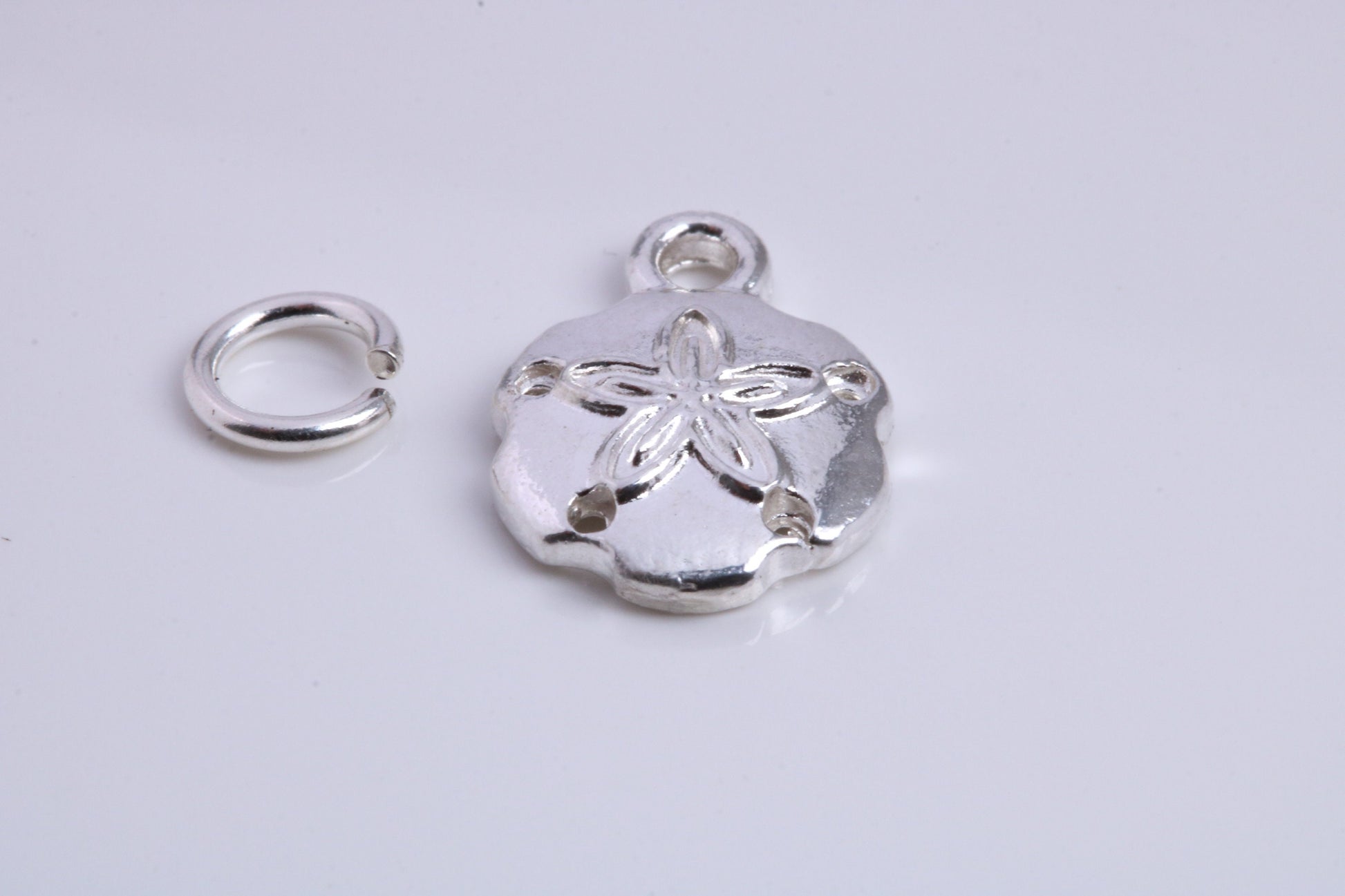 Star Fish Fossil Charm, Traditional Charm, Made from Solid 925 Grade Sterling Silver, Complete with Attachment Link