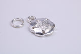 Star Fish Fossil Charm, Traditional Charm, Made from Solid 925 Grade Sterling Silver, Complete with Attachment Link