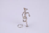 Girl Jogging Charm, Traditional Charm, Made from Solid 925 Grade Sterling Silver, Complete with Attachment Link