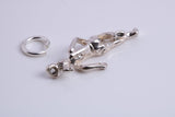 Girl Jogging Charm, Traditional Charm, Made from Solid 925 Grade Sterling Silver, Complete with Attachment Link