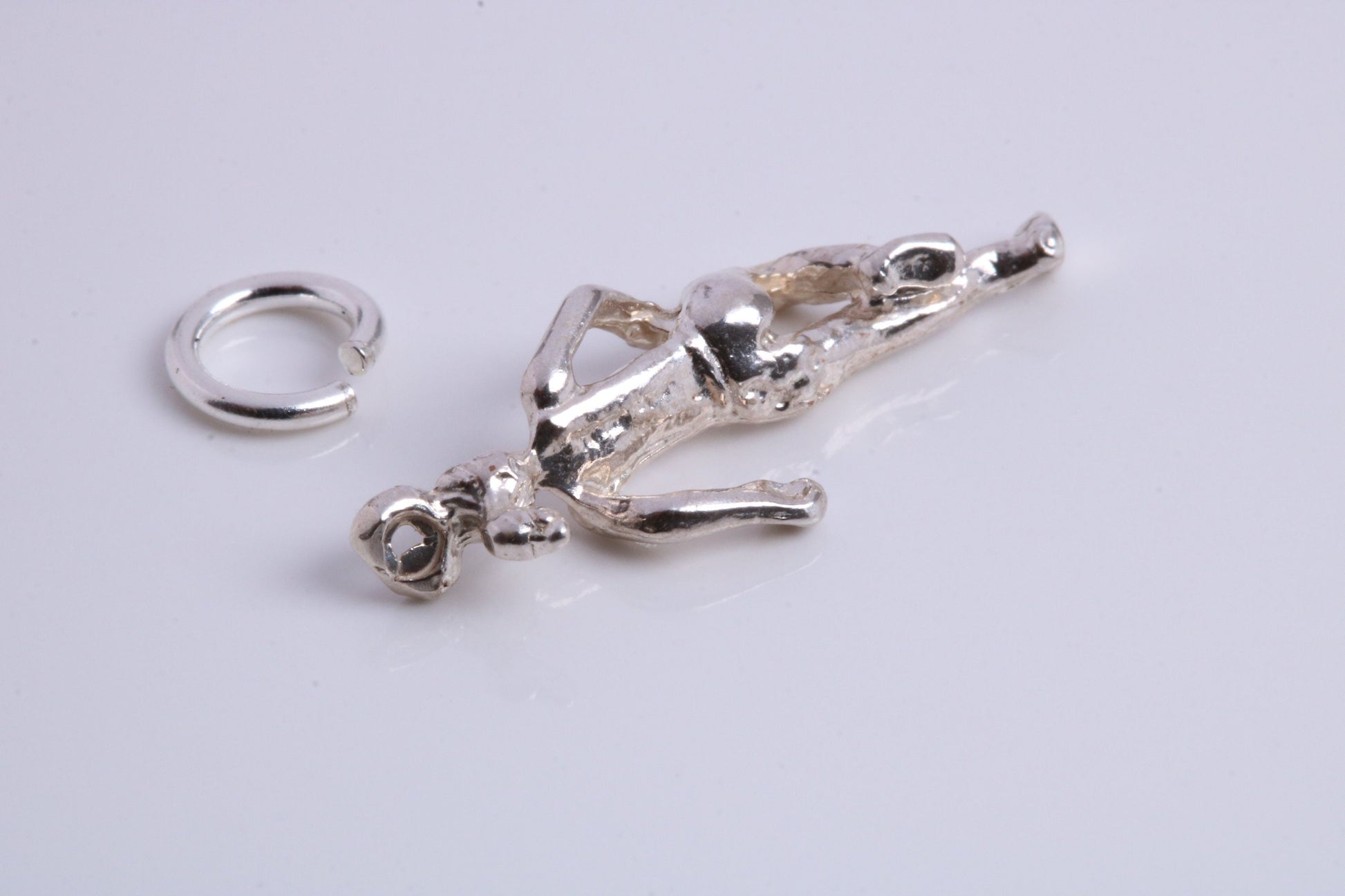 Girl Jogging Charm, Traditional Charm, Made from Solid 925 Grade Sterling Silver, Complete with Attachment Link