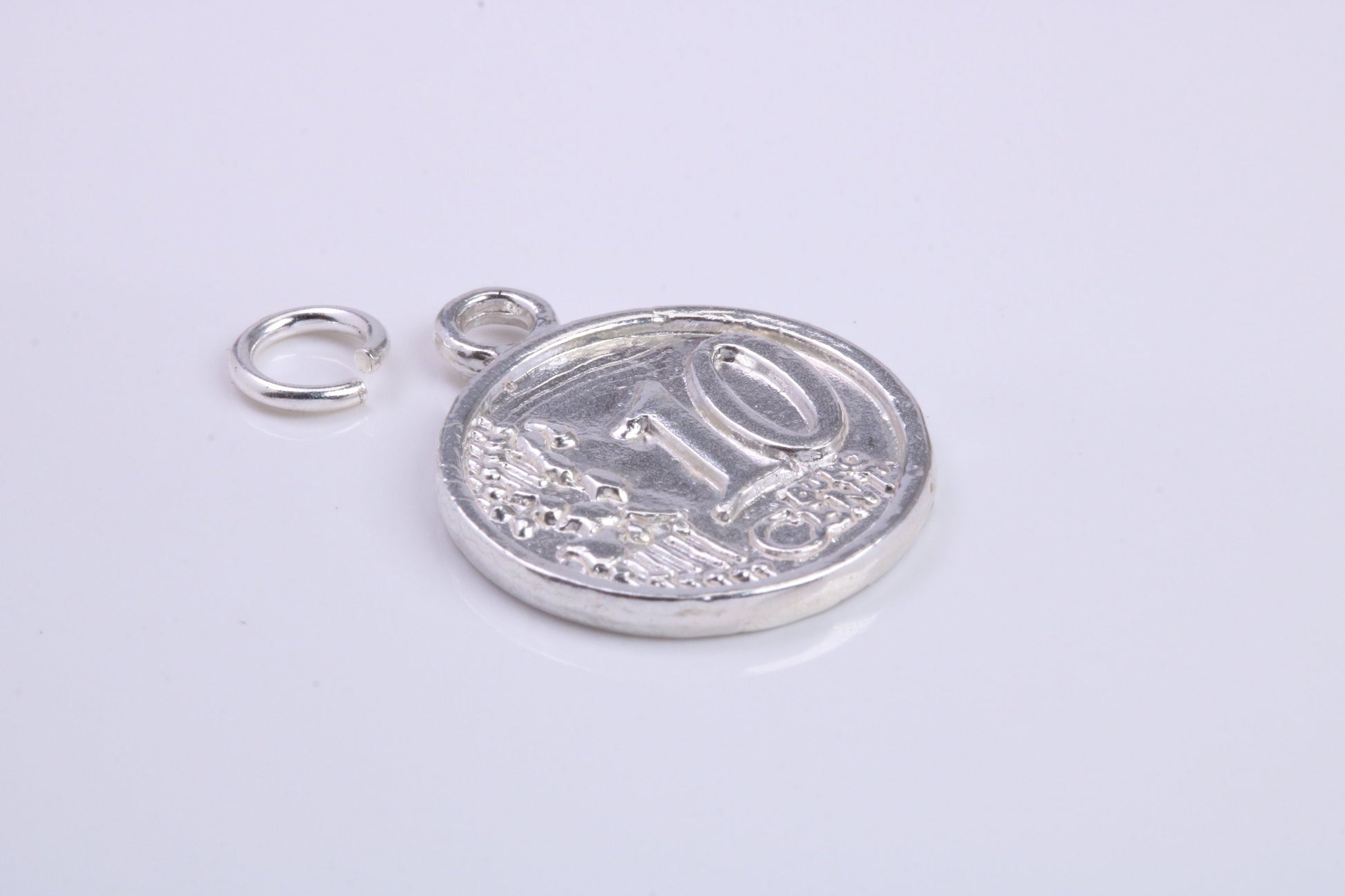 10 Cents Charm, Traditional Charm, Made from Solid 925 Grade Sterling Silver, Complete with Attachment Link