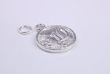 10 Cents Charm, Traditional Charm, Made from Solid 925 Grade Sterling Silver, Complete with Attachment Link