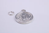 10 Cents Charm, Traditional Charm, Made from Solid 925 Grade Sterling Silver, Complete with Attachment Link