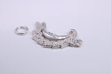 Floral Moon Charm, Traditional Charm, Made from Solid 925 Grade Sterling Silver, Complete with Attachment Link