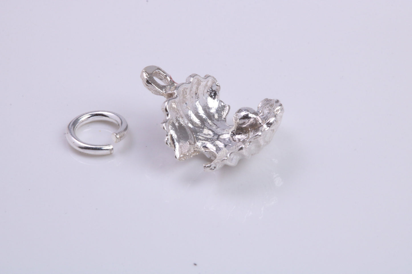 Pearl Shell Clam Charm, Traditional Charm, Made from Solid 925 Grade Sterling Silver, Complete with Attachment Link
