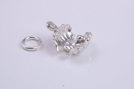 Pearl Shell Clam Charm, Traditional Charm, Made from Solid 925 Grade Sterling Silver, Complete with Attachment Link