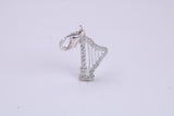 C Z Set Harp Charm, Traditional Charm, Made from Solid 925 Grade Sterling Silver, Complete with Attachment Link