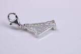 C Z Set Harp Charm, Traditional Charm, Made from Solid 925 Grade Sterling Silver, Complete with Attachment Link