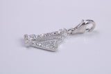 C Z Set Harp Charm, Traditional Charm, Made from Solid 925 Grade Sterling Silver, Complete with Attachment Link