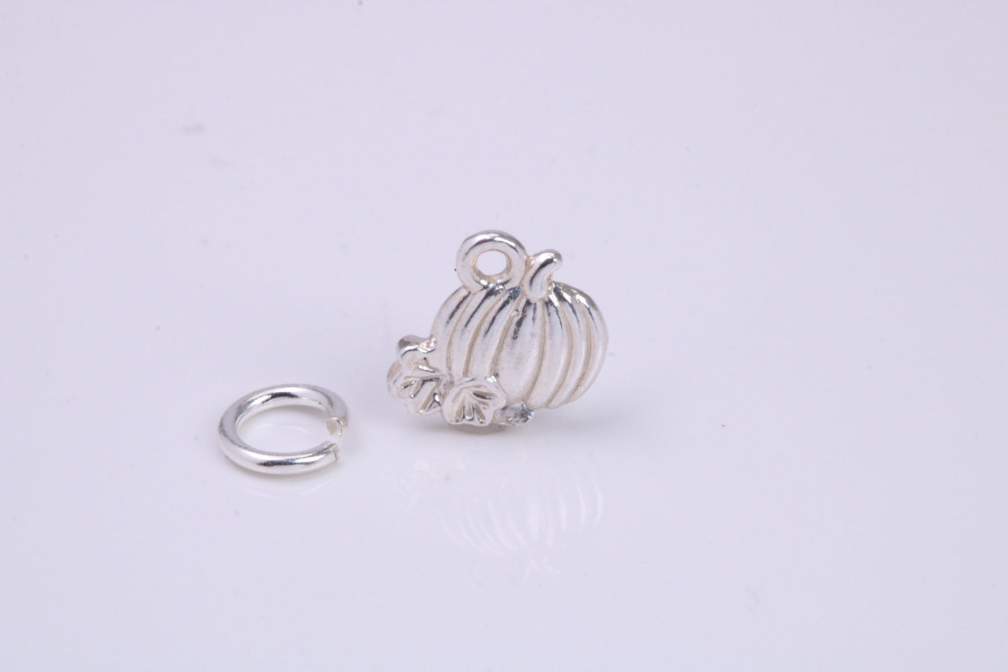 Pumpkin Charm, Traditional Charm, Made from Solid 925 Grade Sterling Silver, Complete with Attachment Link