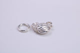 Pumpkin Charm, Traditional Charm, Made from Solid 925 Grade Sterling Silver, Complete with Attachment Link