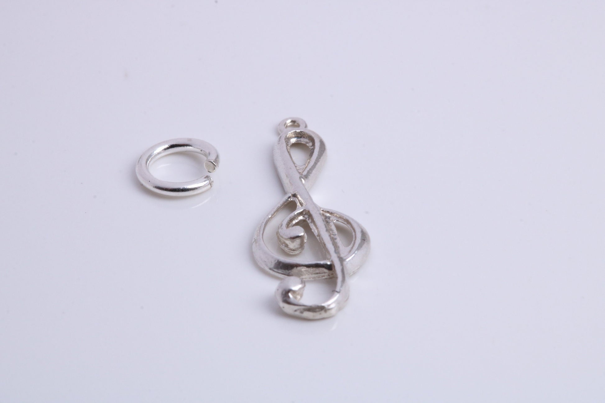 Musical Treble Clef Note Charm, Traditional Charm, Made from Solid 925 Grade Sterling Silver, Complete with Attachment Link