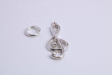 Musical Treble Clef Note Charm, Traditional Charm, Made from Solid 925 Grade Sterling Silver, Complete with Attachment Link