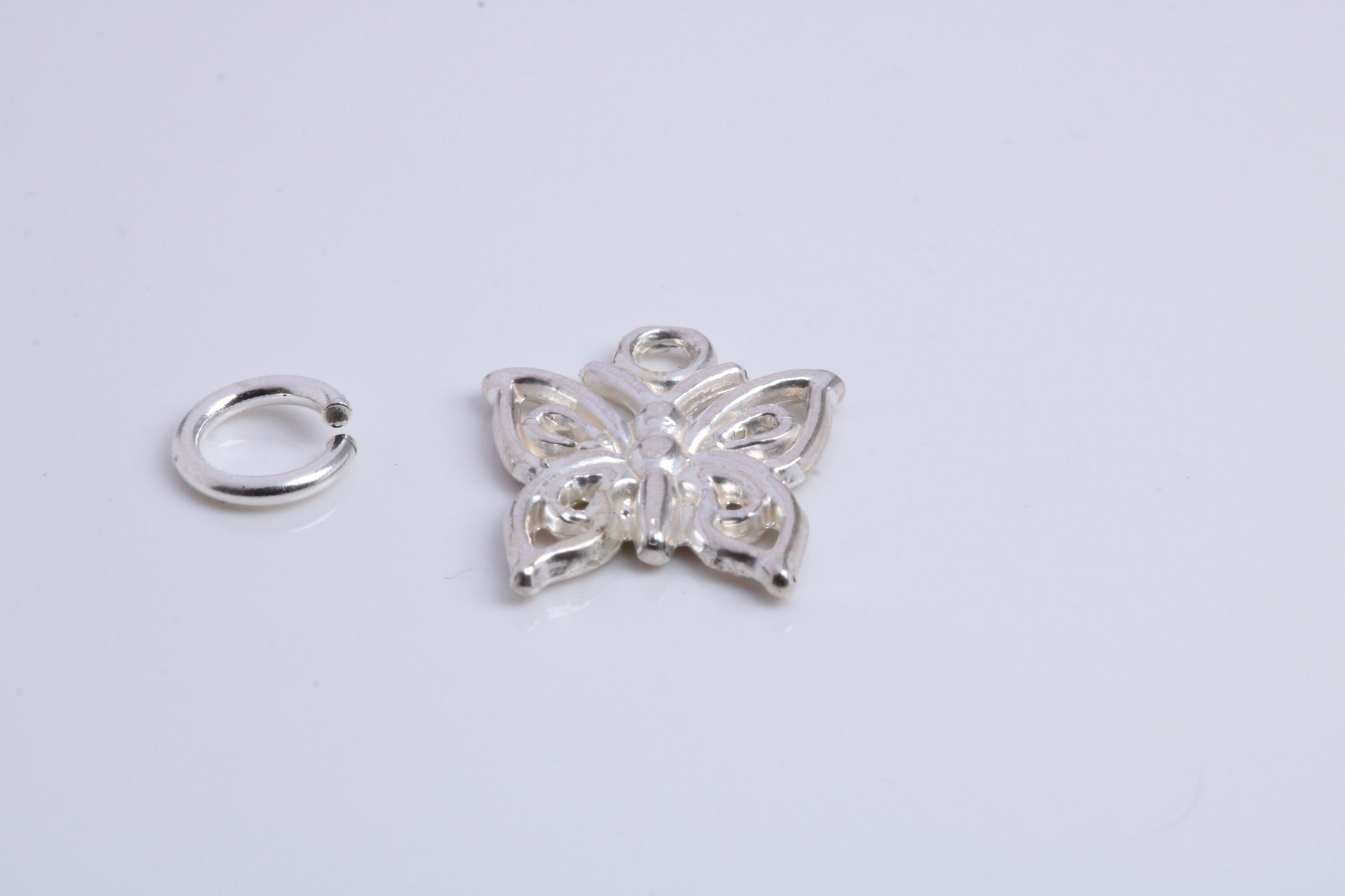 Butterfly Charm, Traditional Charm, Made from Solid 925 Grade Sterling Silver, Complete with Attachment Link