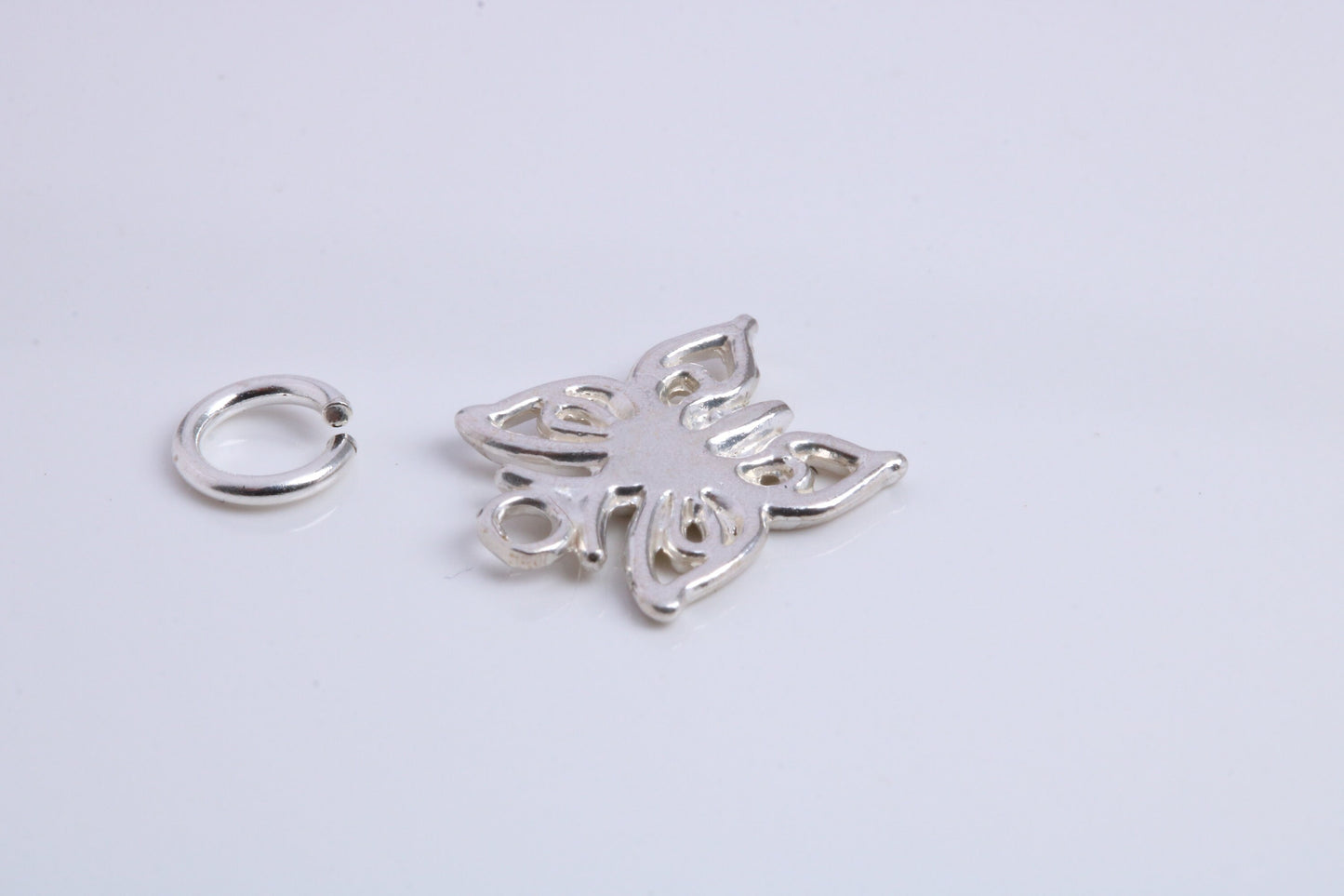 Butterfly Charm, Traditional Charm, Made from Solid 925 Grade Sterling Silver, Complete with Attachment Link