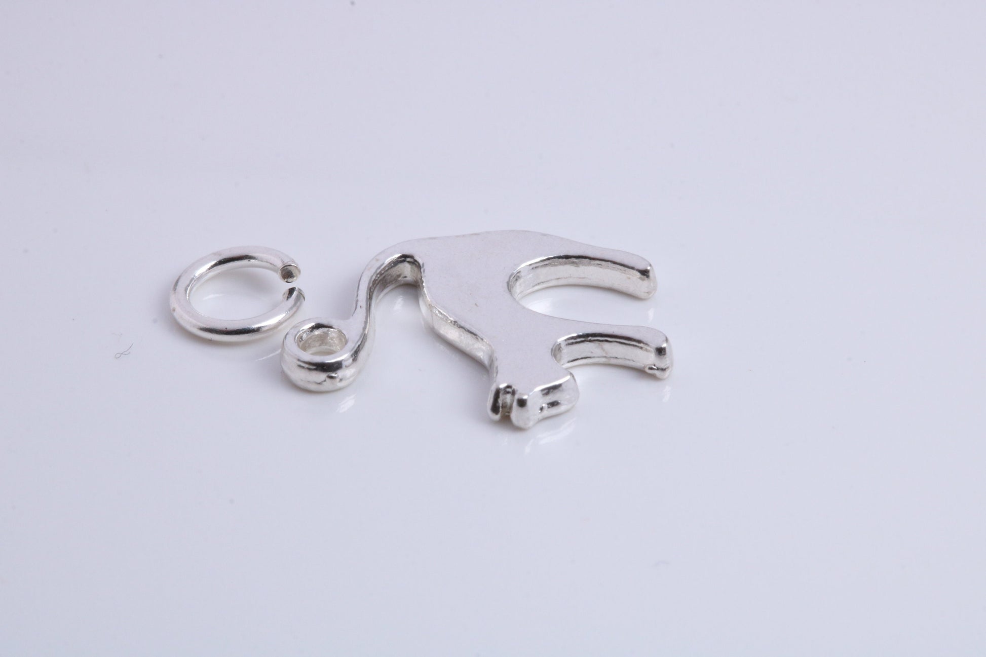 Cat Charm, Traditional Charm, Made from Solid 925 Grade Sterling Silver, Complete with Attachment Link