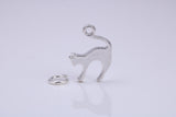 Cat Charm, Traditional Charm, Made from Solid 925 Grade Sterling Silver, Complete with Attachment Link