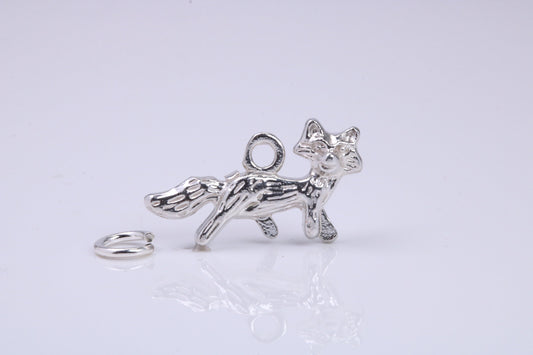 Fox Charm, Traditional Charm, Made from Solid 925 Grade Sterling Silver, Complete with Attachment Link