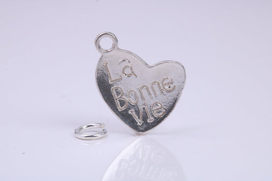 La Bonne Vie Charm, Traditional Charm, Made from Solid 925 Grade Sterling Silver, Complete with Attachment Link