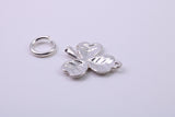 Clover Leaf Charm, Traditional Charm, Made from Solid 925 Grade Sterling Silver, Complete with Attachment Link