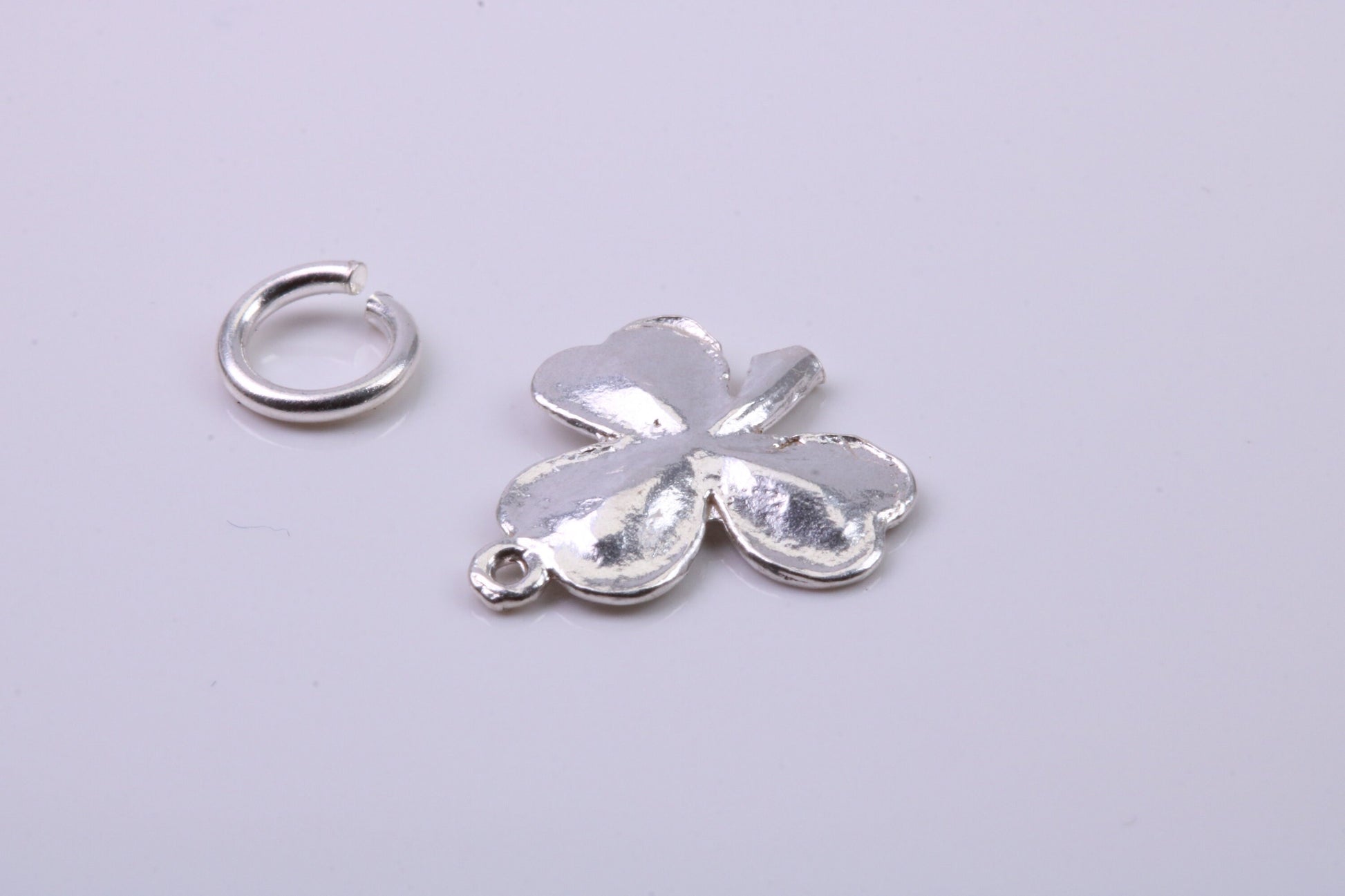 Clover Leaf Charm, Traditional Charm, Made from Solid 925 Grade Sterling Silver, Complete with Attachment Link