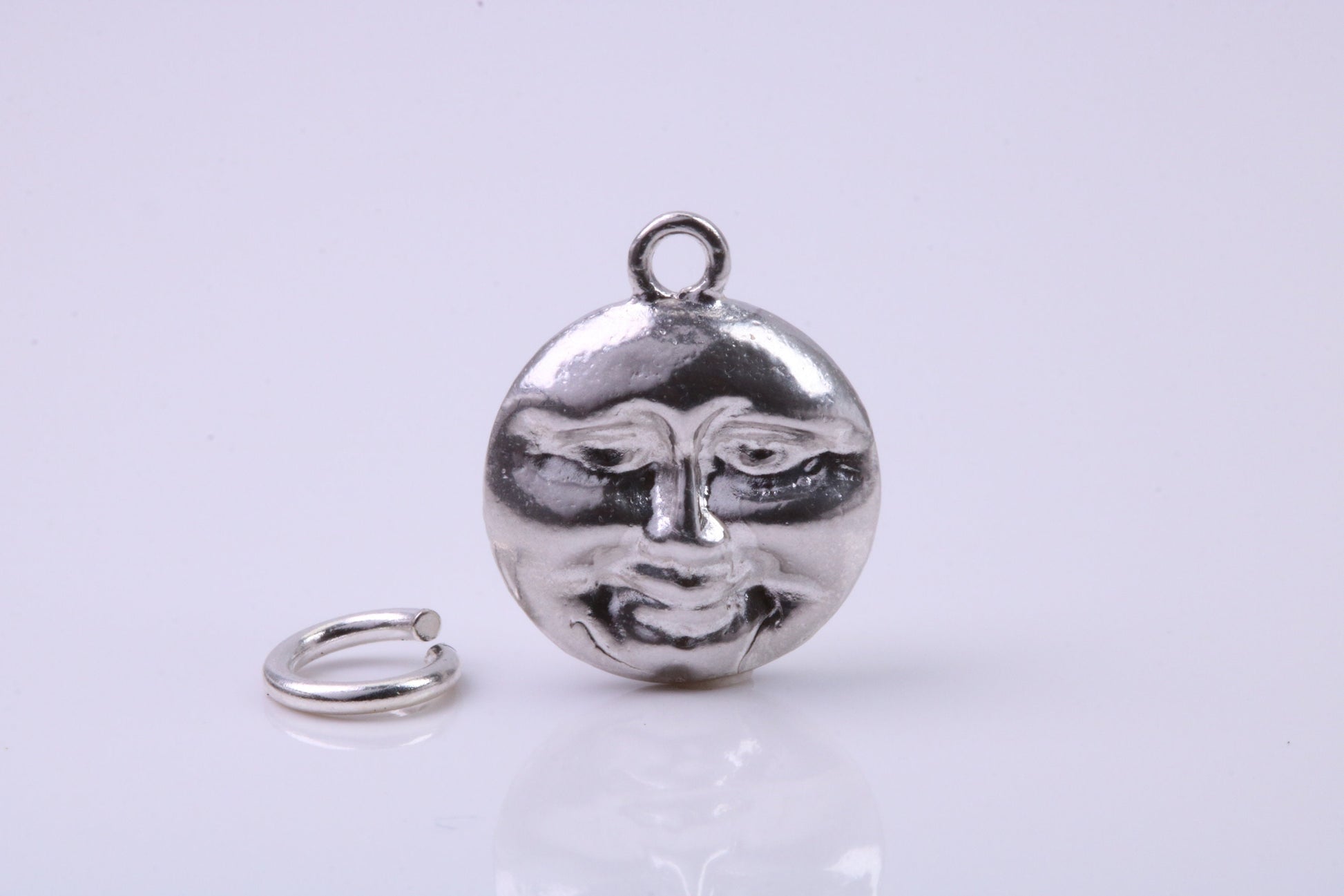 Moon Charm, Traditional Charm, Made from Solid 925 Grade Sterling Silver, Complete with Attachment Link