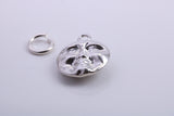 Moon Charm, Traditional Charm, Made from Solid 925 Grade Sterling Silver, Complete with Attachment Link