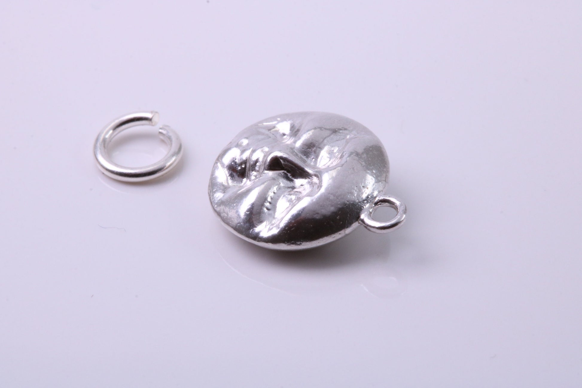 Moon Charm, Traditional Charm, Made from Solid 925 Grade Sterling Silver, Complete with Attachment Link