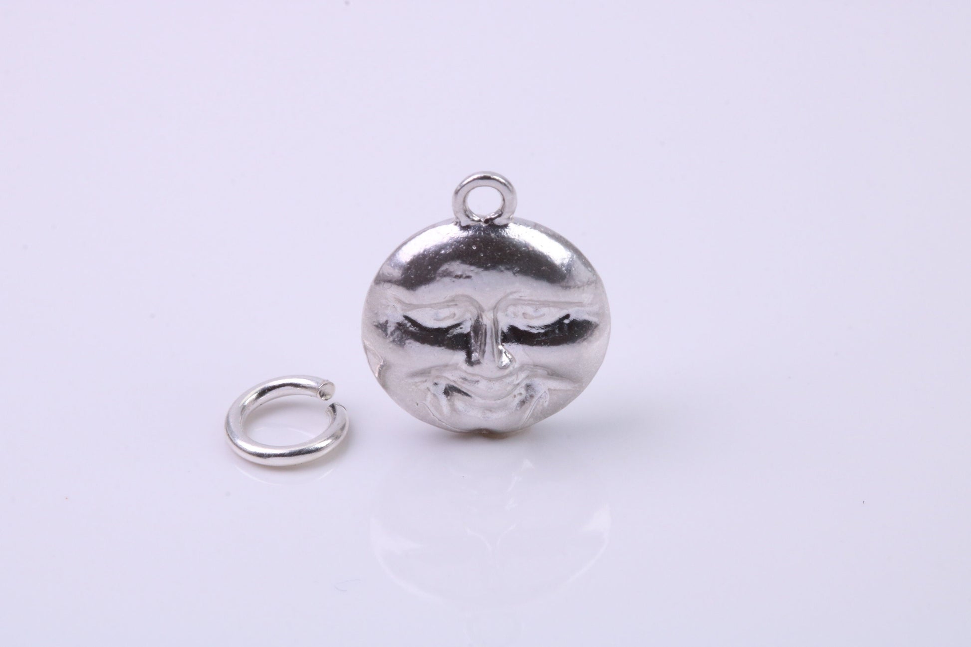 Moon Charm, Traditional Charm, Made from Solid 925 Grade Sterling Silver, Complete with Attachment Link