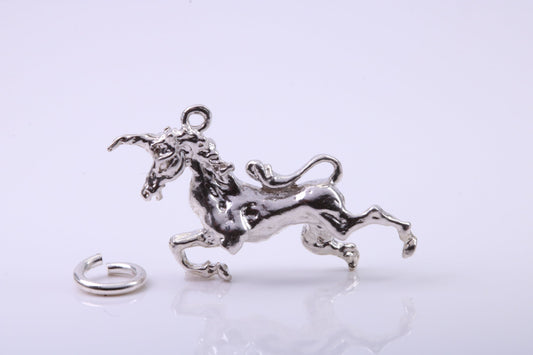 Unicorn Charm, Traditional Charm, Made from Solid 925 Grade Sterling Silver, Complete with Attachment Link