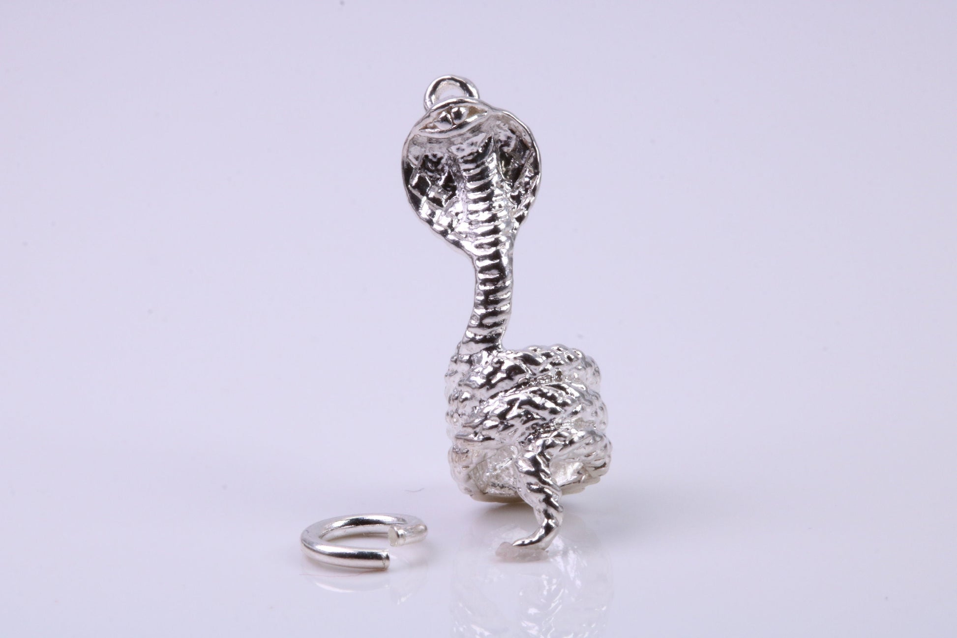 Cobra Snake Charm, Traditional Charm, Made from Solid 925 Grade Sterling Silver, Complete with Attachment Link