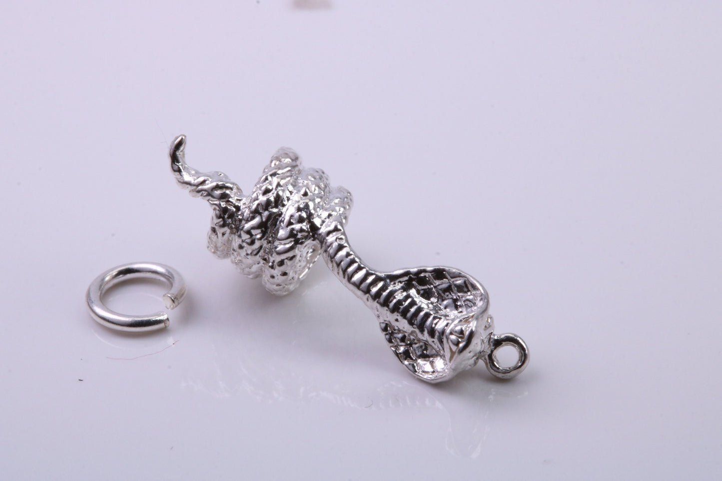 Cobra Snake Charm, Traditional Charm, Made from Solid 925 Grade Sterling Silver, Complete with Attachment Link