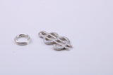 Dollar Sign Charm, Traditional Charm, Made from Solid 925 Grade Sterling Silver, Complete with Attachment Link