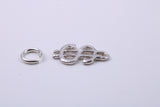 Dollar Sign Charm, Traditional Charm, Made from Solid 925 Grade Sterling Silver, Complete with Attachment Link