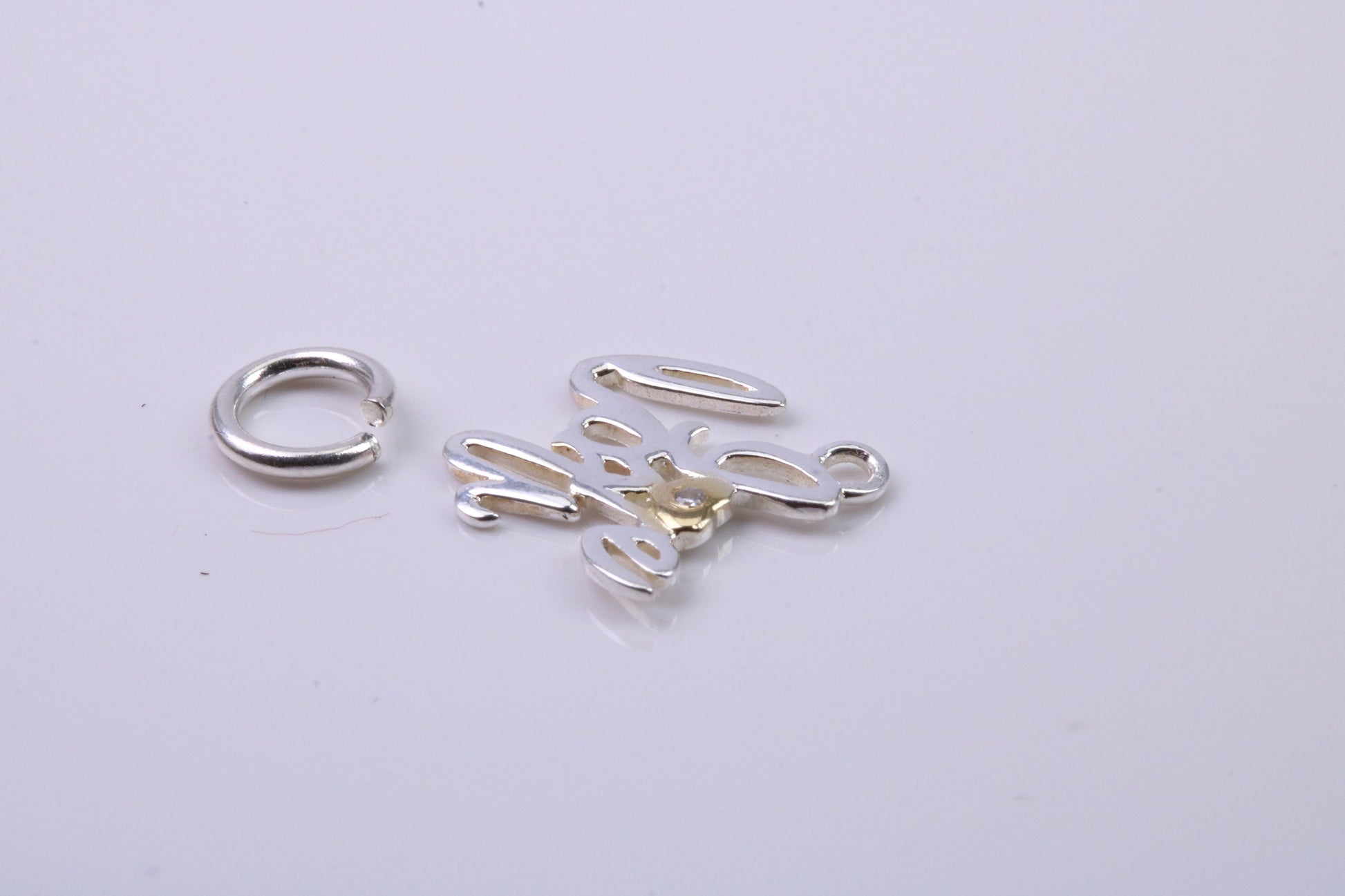 I Love You Charm, Traditional Charm, Made from Solid 925 Grade Sterling Silver, Complete with Attachment Link