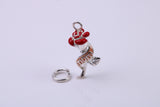 Red Mum Rose Flower Charm, Traditional Charm, Made from Solid 925 Grade Sterling Silver, Complete with Attachment Link