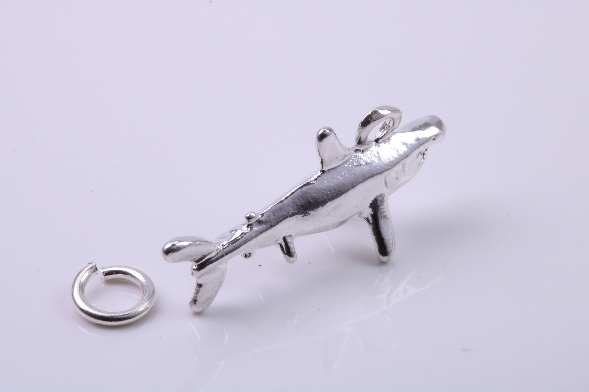 Shark Charm, Traditional Charm, Made from Solid 925 Grade Sterling Silver, Complete with Attachment Link
