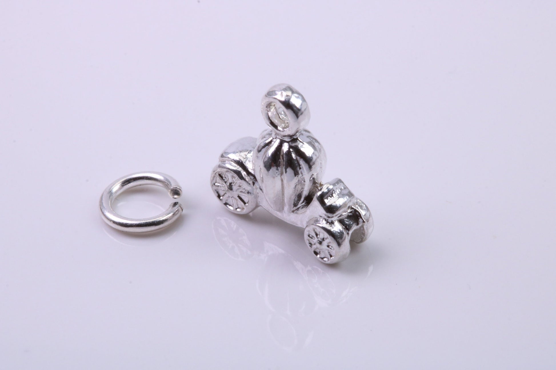 Princess Carriage Charm, Traditional Charm, Made from Solid 925 Grade Sterling Silver, Complete with Attachment Link