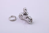 Princess Carriage Charm, Traditional Charm, Made from Solid 925 Grade Sterling Silver, Complete with Attachment Link
