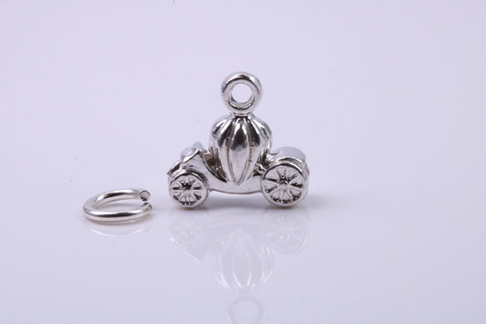 Princess Carriage Charm, Traditional Charm, Made from Solid 925 Grade Sterling Silver, Complete with Attachment Link