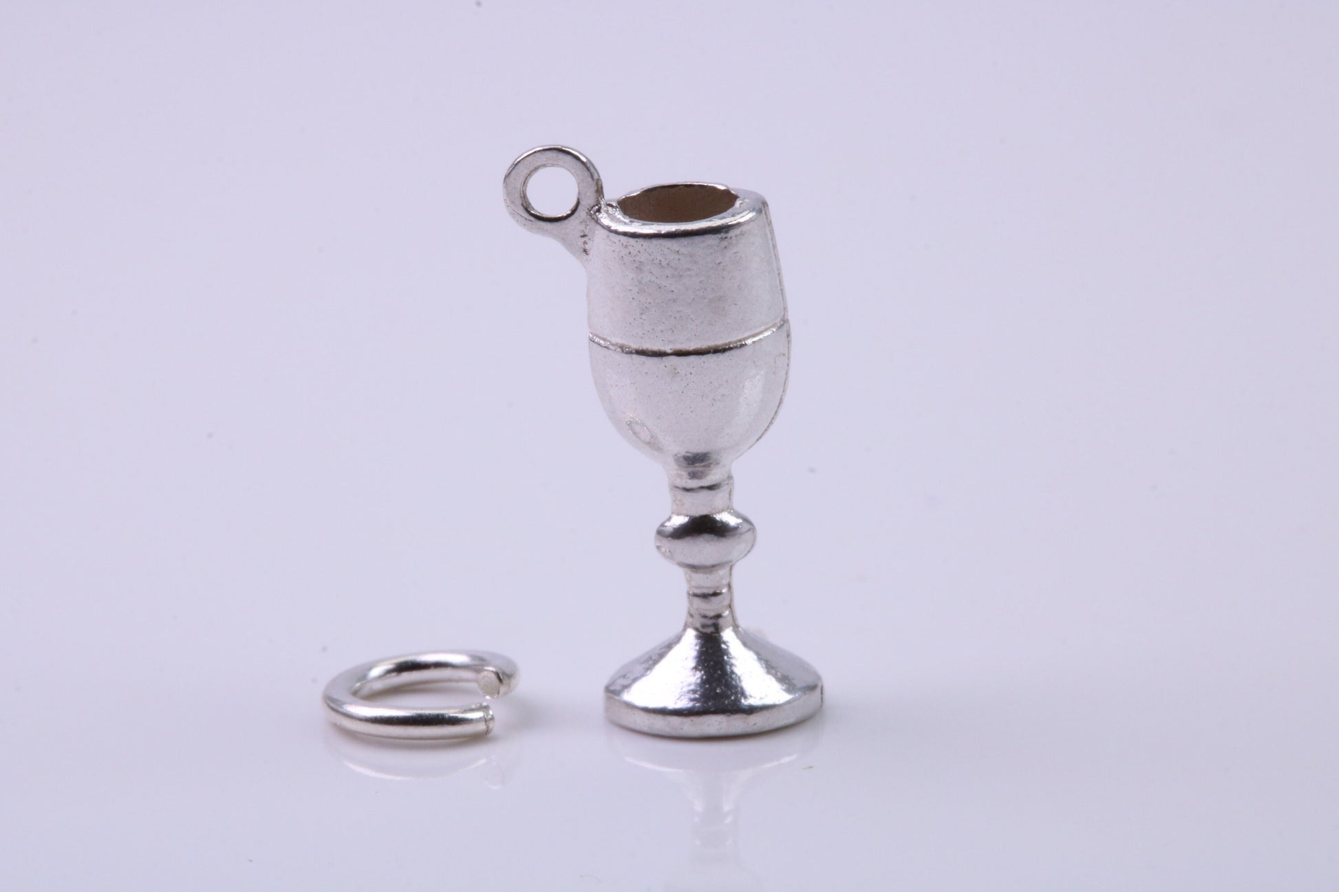 Wine Goblet Charm, Traditional Charm, Made from Solid 925 Grade Sterling Silver, Complete with Attachment Link