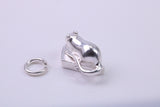 Mouse Eating Cheese Charm, Traditional Charm, Made from Solid 925 Grade Sterling Silver, Complete with Attachment Link