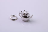 Mouse in Teapot Charm, Made from Solid Cast Silver, Complete with Attachment Link
