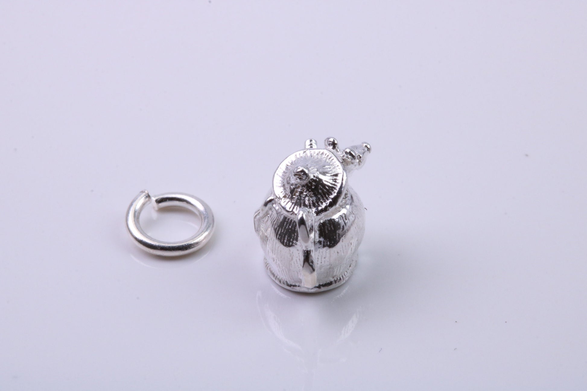 Mouse in Teapot Charm, Traditional Charm, Made from Solid 925 Grade Sterling Silver, Complete with Attachment Link