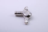 Hair Dryer Charm, Traditional Charm, Made from Solid 925 Grade Sterling Silver, Complete with Attachment Link