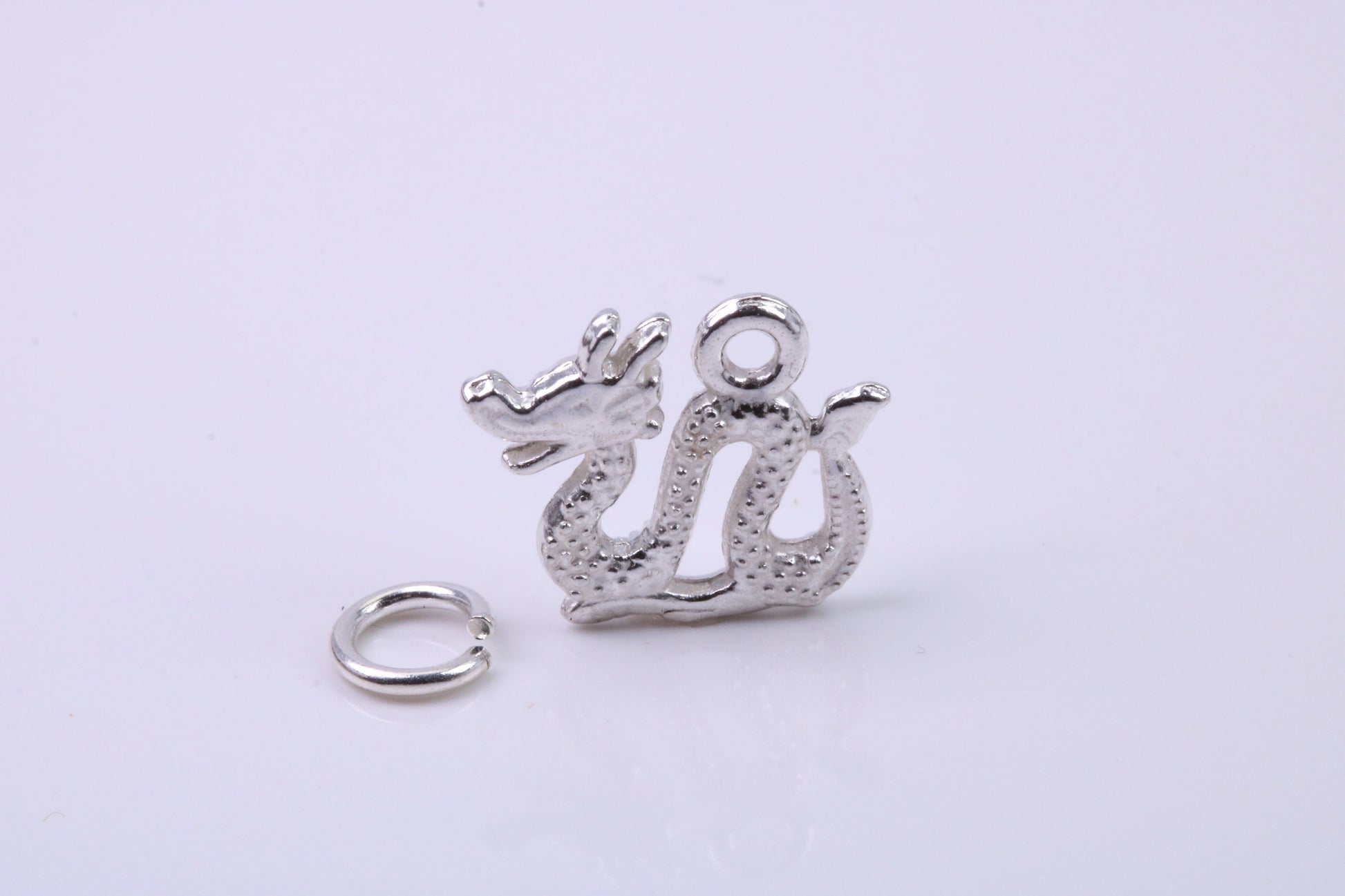 Chinese Dragon Charm, Traditional Charm, Made from Solid 925 Grade Sterling Silver, Complete with Attachment Link