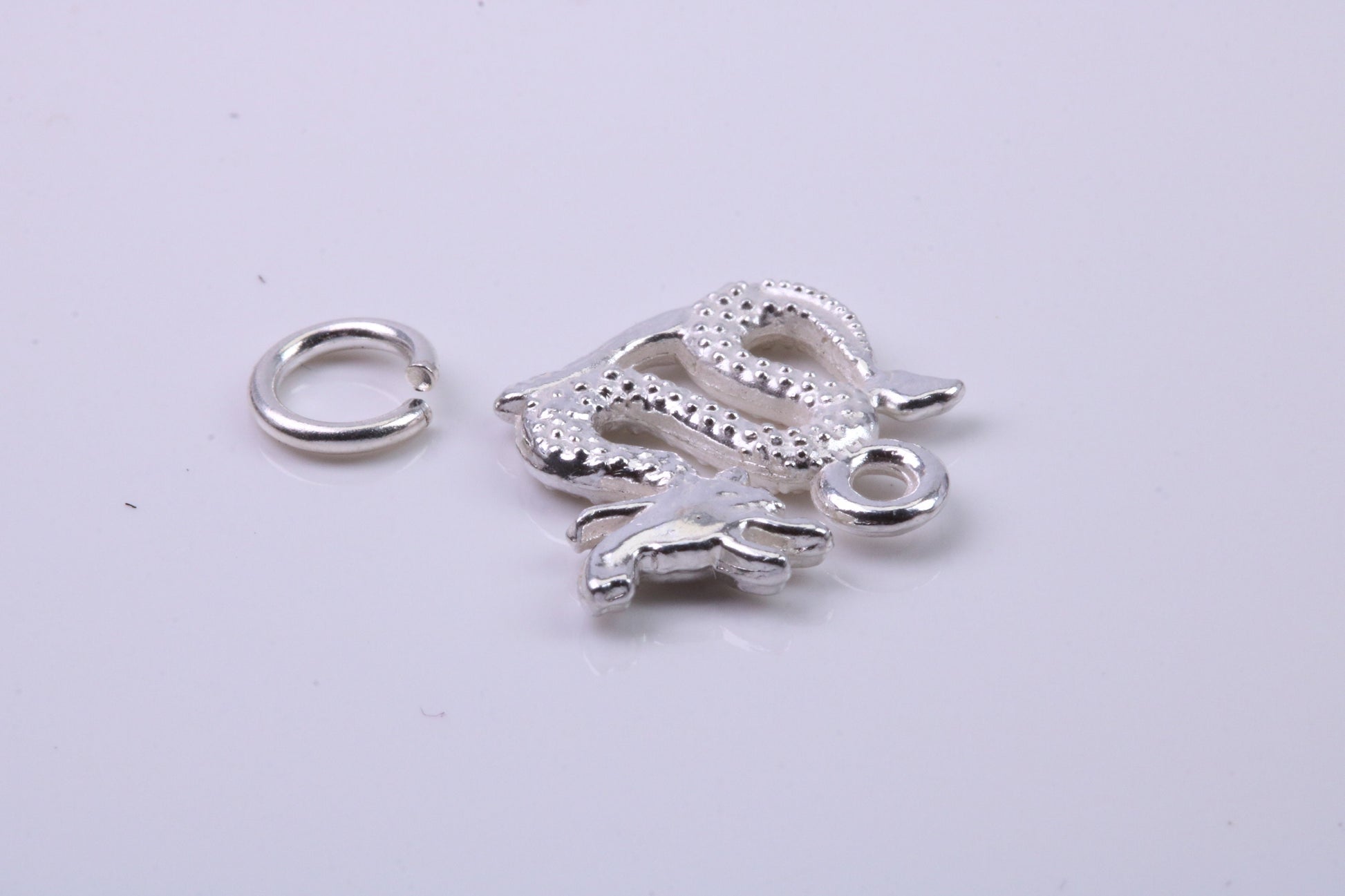 Chinese Dragon Charm, Traditional Charm, Made from Solid 925 Grade Sterling Silver, Complete with Attachment Link