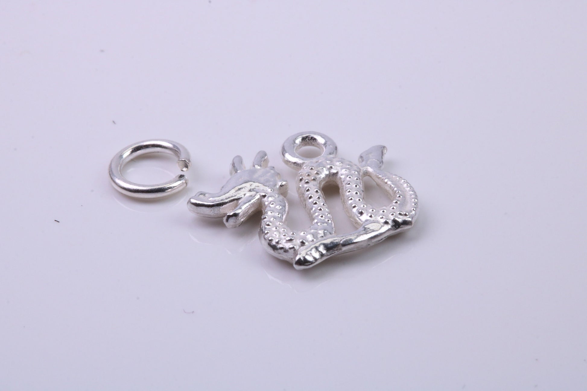 Chinese Dragon Charm, Traditional Charm, Made from Solid 925 Grade Sterling Silver, Complete with Attachment Link